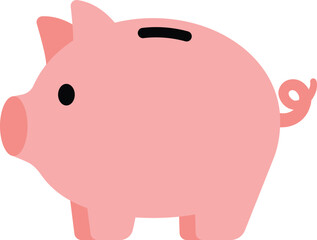 Cute pink piggy bank illustration. Ideal for finance, savings, money management, or budgeting visuals.