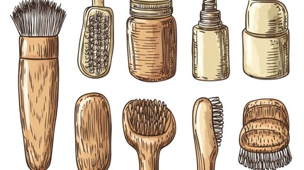 Hand-drawn Illustration of Zero Waste Personal Care Products
