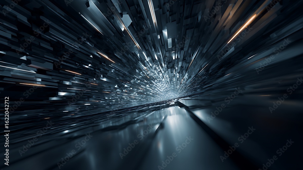 Canvas Prints abstract futuristic background with perspective tunnel, ideal for technology and science themes, cre