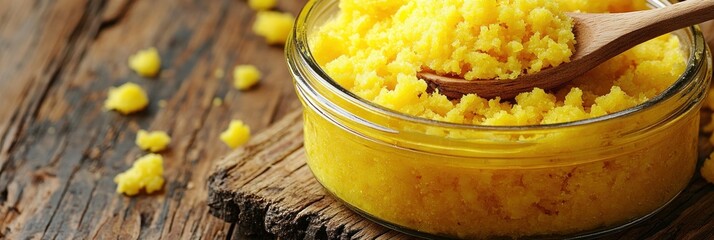 Homemade Pineapple Scrub in a Jar with Wooden Spoon