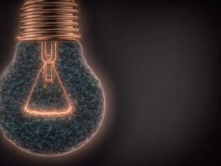 Wireframe lightbulb, glowing