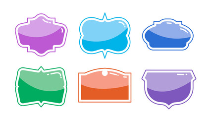 Vintage Labels and Frames set, Color Vintage Banner, Ornamental badge and Borders, decorative elements vector illustration	