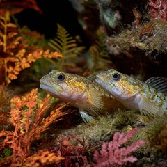 Colorful Freshwater Fish Swimming Among Vibrant Aquatic Plants