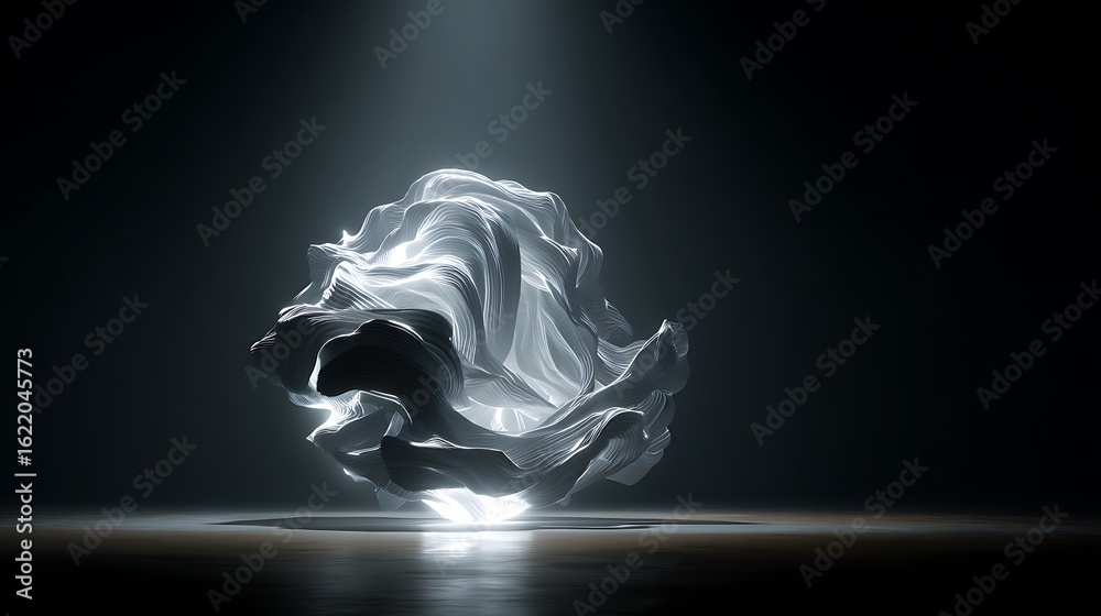 Canvas Prints an abstract sphere of light and texture, illuminated by a spotlight against a dark background, creat