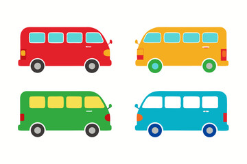 set of Van silhouette vector illustration