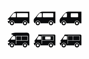 set of Van icon silhouette vector illustration