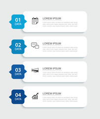 4 infographics data rectangle tab index template. Illustration business abstract background.