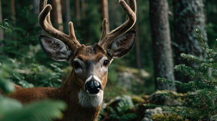 Obraz premium Deer in a dense forest