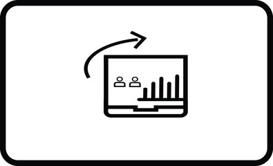  Flat vector icon of a business presentation showing analytics and audience growth on a monitor. Ideal for reports, dashboards, and UI.