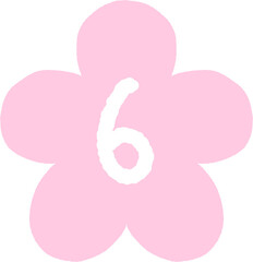 Pink Flower Number 6 &ndash; Blossom Digit Clipart for Math Centers & Reward Charts