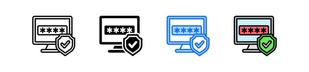 Password Icon Set Multiple Style Collection