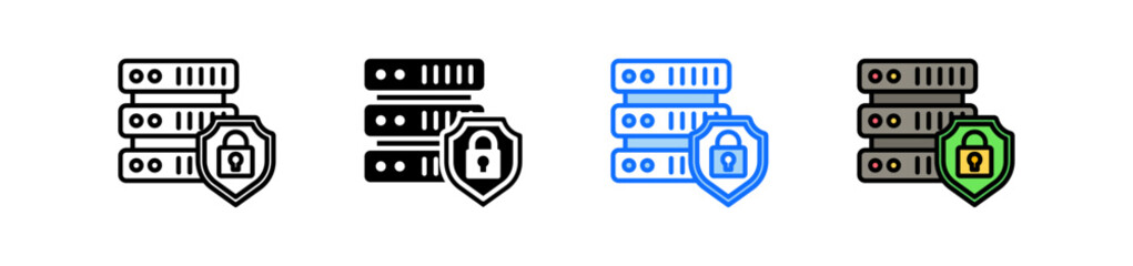 Server Security Icon Set Multiple Style Collection