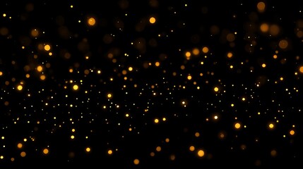 Obraz premium Sparkling Golden Bokeh on Black Background with Festive Glow, and Abstract Overlay.