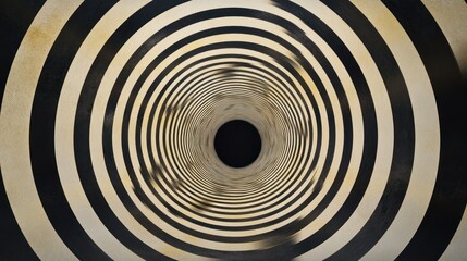 Abstract black and white tunnel, hypnotic spiral, vintage, illusion