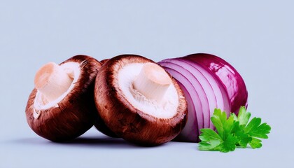 Fresh mushrooms and onion
