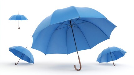 Four blue umbrellas