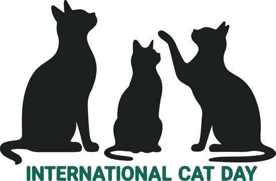 black cat silhouettes celebrating international cat day
