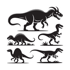Diverse Collection of Dinosaur Silhouettes Prehistoric Creatures and Extinct Reptiles Graphics for Educational or Design Projects