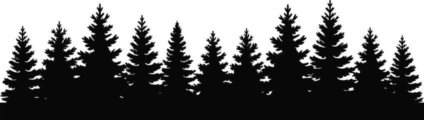 Obraz premium Evergreen forest silhouette trees pine