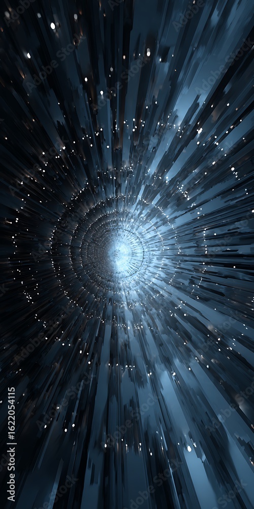 Wall mural futuristic blue tunnel with light effect for technology background and abstract space design with mo