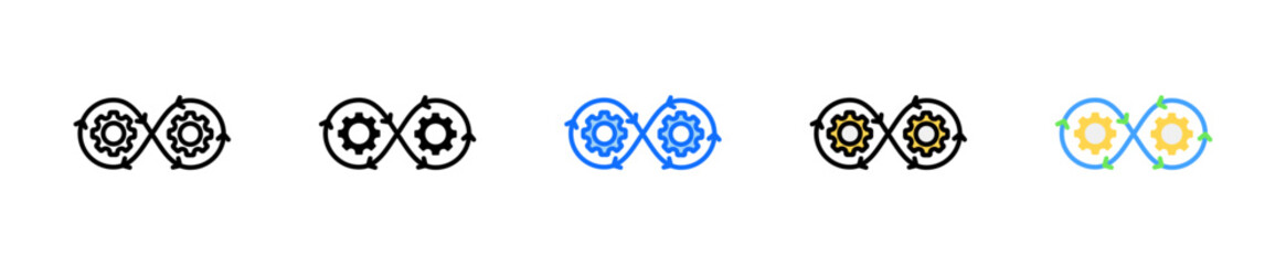 Devops Icon Set Multiple Style Collection