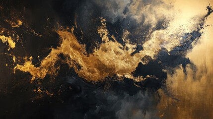 Abstract gold and dark clouds swirling background