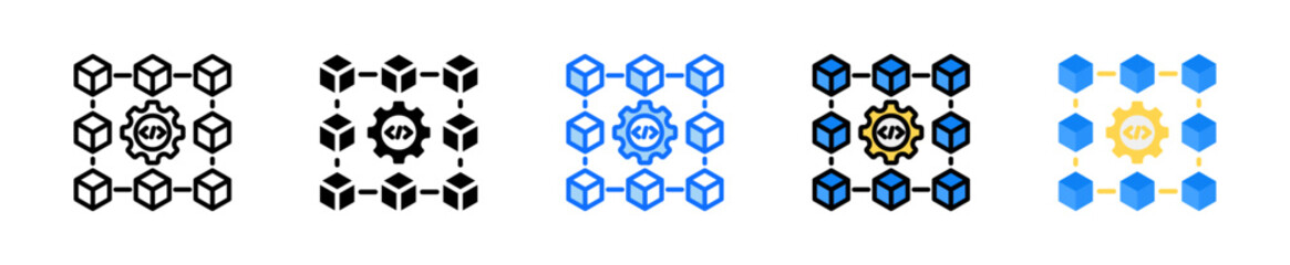 Microservices Icon Set Multiple Style Collection