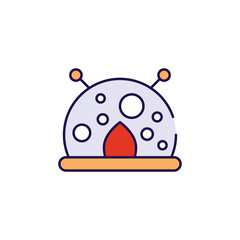 Mars Base icon design with white background stock illustration