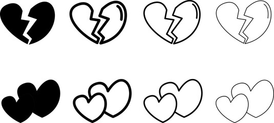 Hand drawn heart icons set vector 