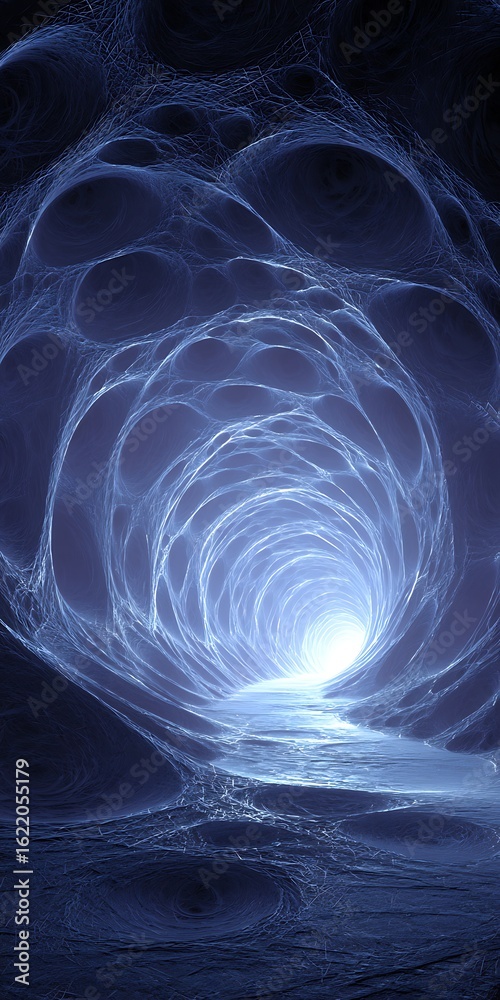 Canvas Prints abstract blue tunnel with light at the end, creating a sense of depth and mystery, perfect for a fut