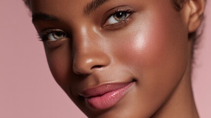 Fototapeta premium Natural Beauty Showcasing Glowing Skin Tone Diversity Against a Soft Gradient Background, Exuding Confidence and Simplicity in a Serene Moment