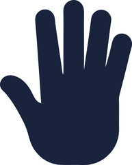 Fototapeta premium Open Hand Silhouette: A clean, graphic silhouette of an open human hand, fingers spread, offering a gesture of peace, greeting, or giving.