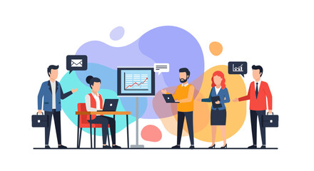 Business people collaborating on a project, ideal for presentations or website banners.