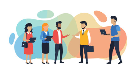 Obraz premium Diverse business team collaborating, ideal for website banners, presentations, and marketing materials.