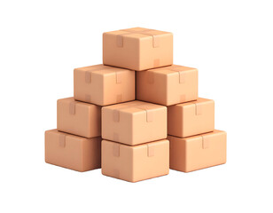 Fototapeta premium 3D Render Stacked Cardboard Boxes