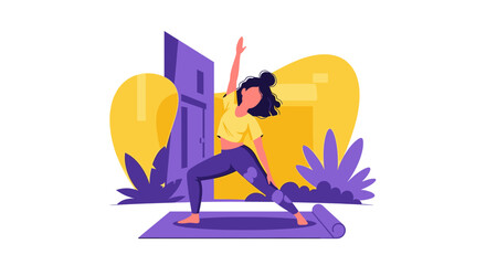 Woman doing yoga outdoors, perfect for wellness websites and brochures.