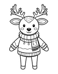 Obraz premium A cute reindeer wearing a sweater and scarf, ready for winter