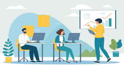 Teamwork and data analysis: A vector illustration ideal for business presentations or reports.