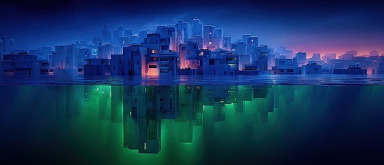 Submerged city at twilight