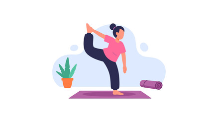 Woman practicing yoga, perfect for wellness websites or brochures.