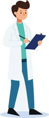 Illustration of a doctor holding a clipboard isolated on on transparent backgrounds