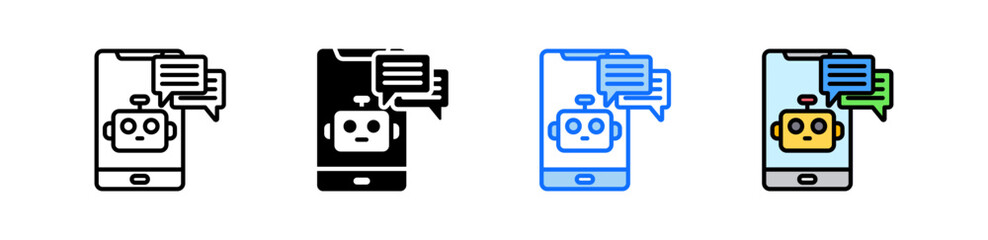 Chatbot Icon Set Multiple Style Collection