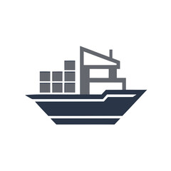 Obraz premium Vector art of cargo ship icon isolated on white background for maritime transport solutions