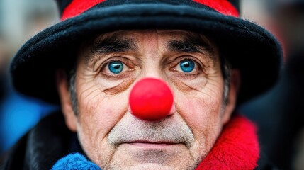 Portrait of a Mature Man with a Red Nose