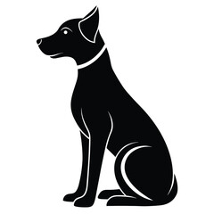 Black dog sitting silhouette vector white