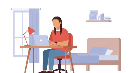 Person working from home on laptop, illustration for remote work articles or blog posts.
