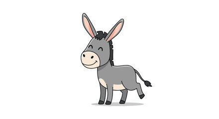 Fototapeta premium Adorably cute pixel art donkey character with big ears and a happy expression standing proudly on a white background