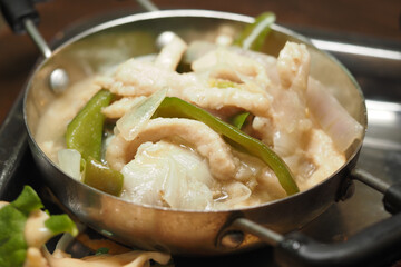 Delicious stir-fried chicken with vegetables served hot