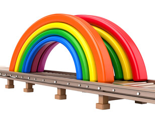 Rainbow on Conveyor Belt 3D Illustration