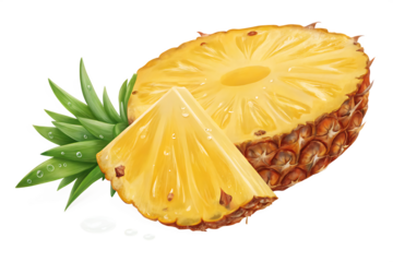 fresh pineapple slice isolated on background white